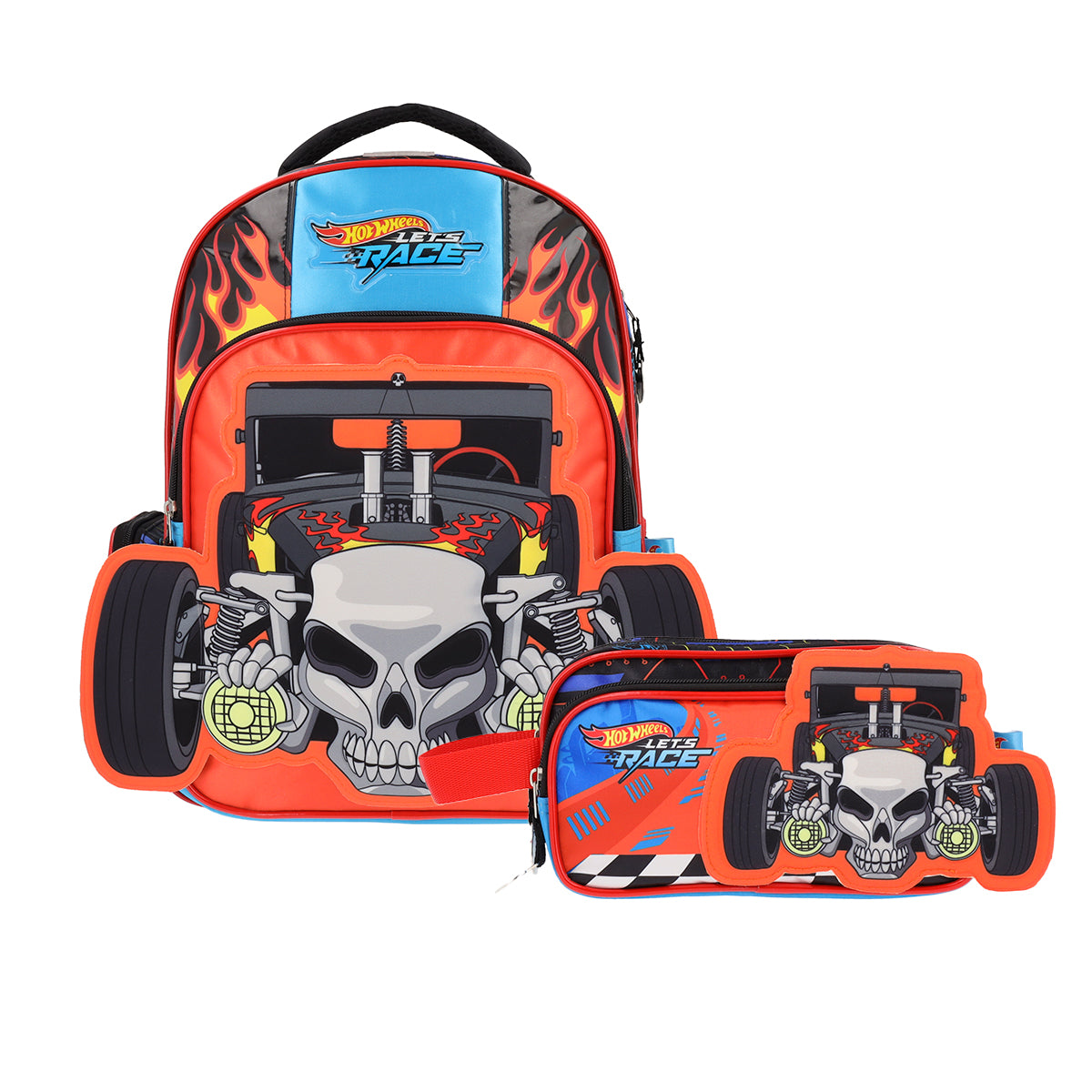 Set Escolar Mochila y Estuchera Hot Wheels Let's Race